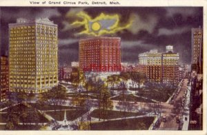 VIEW OF GRAND CIRCUS PARK DETROIT, MI 1924