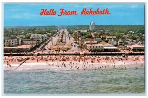 c1950's Hello From Rehoboth Bathing Crowd View Rehoboth Beach Delaware Postcard