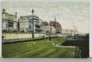 BRIGHTON Lower Promade Gardens and Front c1906 to Paris Postcard K18