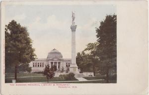 c1910 KENOSHA Wisconsin WI Postcard SIMMONS MEMORIAL Library Monument