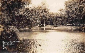 Bayou of Rock River Sterling Illinois 1908 RPPC Real Photo postcard