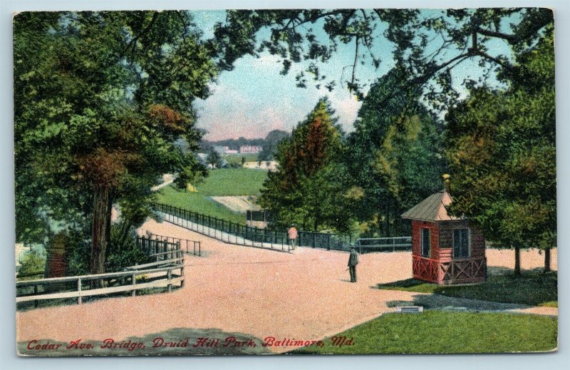 Postcard MD Baltimore Cedar Avenue Bridge in Druid Hill Park c1916 View U01