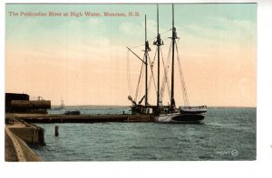 Petitcodiac River at High Water, Three Masted Schooner, Moncton, New Brunswick,