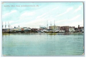 c1910s River Front Buildings And Ships Scene Jacksonville Florida FL Postcard