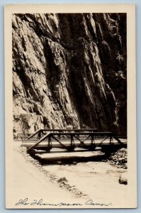 c1910's Bridge Scene River Thompson Canyon Colorado CO RPPC Photo Postcard