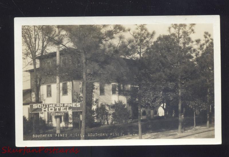 RPPC SOUTHERN PINES NORTH CAROLINA HOTEL VINTAGE REAL PHOTO POSTCARD N.C.