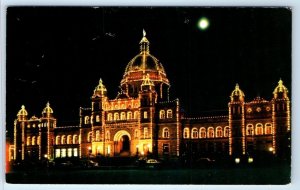 Parliament Buildings by Night VICTORIA B.C. CANADA Postcard