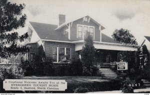 SANFORD , North Carolina , 1930s ; Evergreen Tourist Home