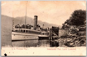 Inversnaid Pier Scotland UK, S.S. Princess May in Loch Lomond, Vintage Postcard