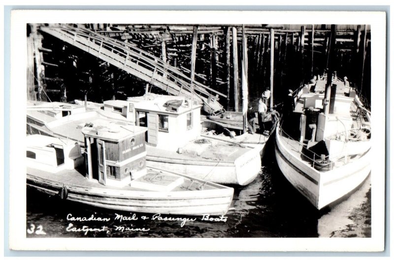 c1950's Canadian Mail Boats Wilson's Beach Eastport Maine ME Photo RPPC Postcard