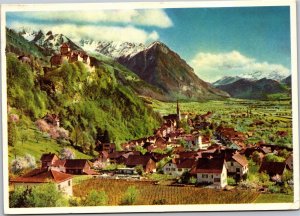 Postcard Liechtenstein Castle overlooking the capital Vaduz