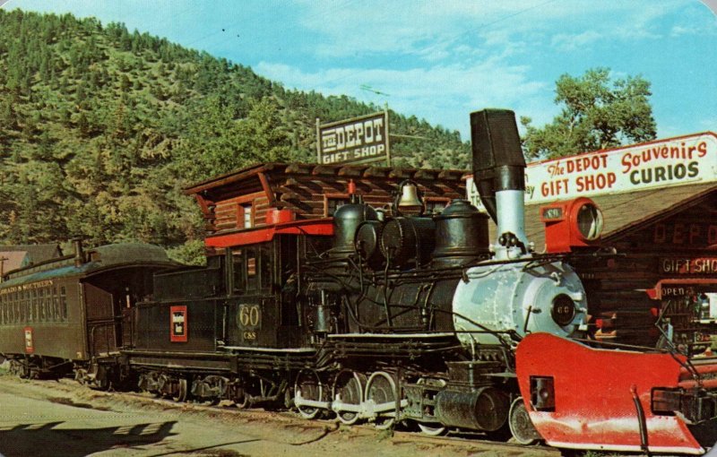 Old Smoke And Cinders Train Idaho Springs Depot Gift Shop Vintage Postcard