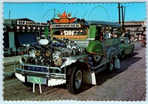 MANILA, PHILIPPINES ~ Gaudy Decorated JEEPNEY Street Scene c1970s-4x6 Postcard