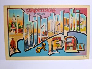 Philadelphia Postcard Large Letter Greeting From Pennsylvania Linen Metropolitan