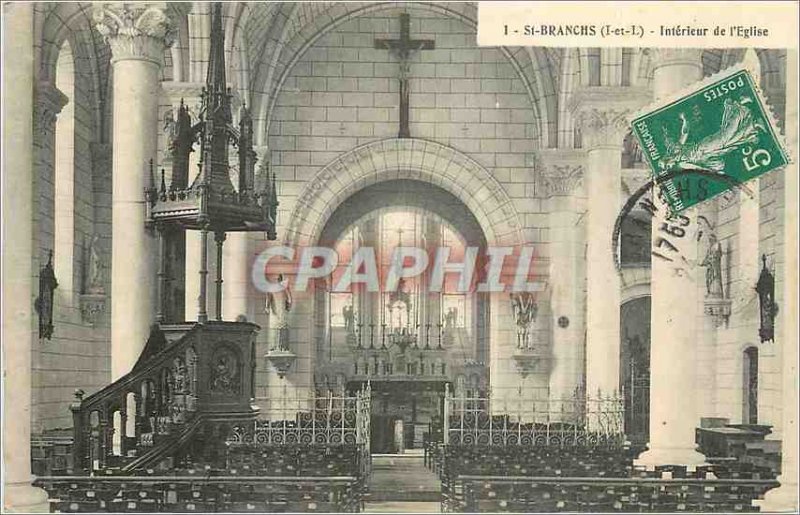 Postcard Old St Branchs (I and L) Interior of the Church Christ Saint-Branchs