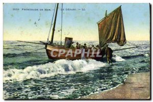 Old Postcard Boat Fishing Sea trips The starting