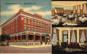 Ebensburg Pennsylvania PA Penn-Eben Hotel Linen Vintage Postcard