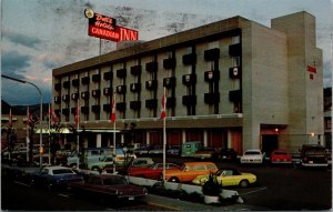 Vtg Kamloops British Columbia BC Delta's Canadian Inn Old Cars Canada Postcard