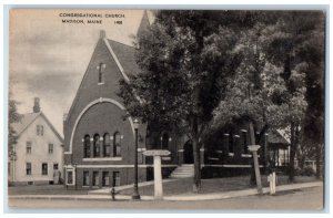 c1910's Congregational Church Street View Madison Maine ME Antique Postcard