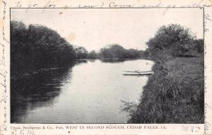 CEDAR FALLS IOWA WEST IN SECOND SLOUGH~CROSS SNODGRASS PUBLISH POSTCARD 1906