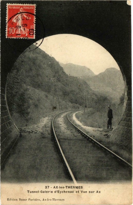 CPA AX-les-THERMES Tunnes Galerie d'Eychenac et Vue sur AX Ariege (101433)