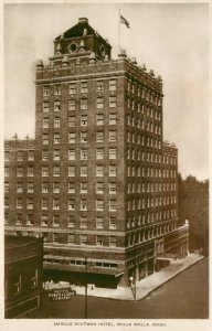 Postcard Washington Walla Walla 1935 Marcus Whitman Hotel roadside Graham 23-816