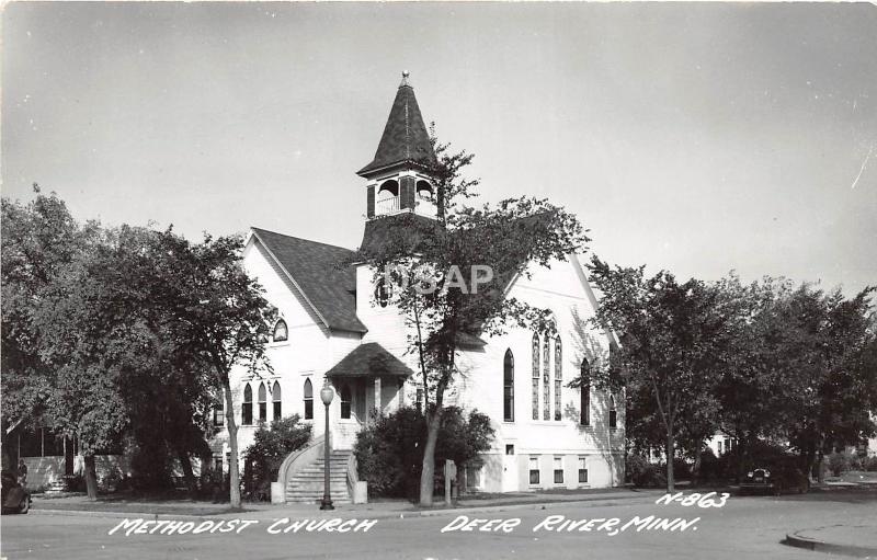 C63/ Deer River Minnesota Mn Real Photo RPPC Postcard c40s Methodist Church