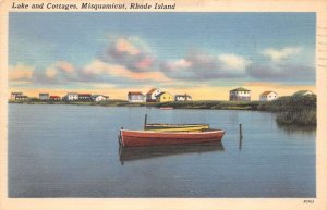 Misquamicut Rhode Island Lake & Cottages, Color Linen Vintage PC U10601