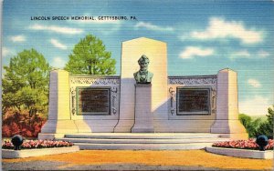 Lincoln Speech Memorial Gettysburg PA Pennsylvania Linen Postcard VTG UNP  