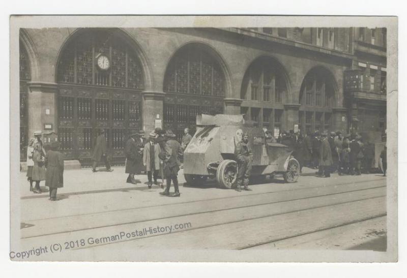 German Revolution 1919 Munich Freikorps Armored Car RPPC 51914