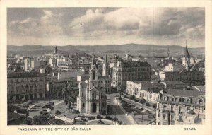 Brazil    PANORAMA VIEW Of The CITY Of SAO PAULO   Black & White Postcard