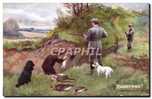 Postcard Old Hunting rabbiting Rabbit Hunter