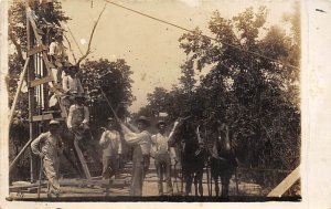 Road Crew at Work Real Photo People Working Unused light crease or indentatio...