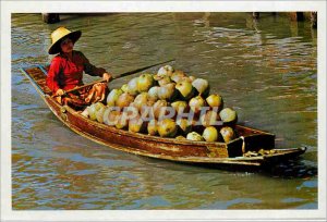 Old Postcard Thai Boat Vendors selling Fruits and Vegetables to the Dwellers ...
