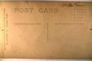 pre-1915 rppc MAN POSING IN SUIT & TIE in Toldeo Ohio studio - OH postcard y3615