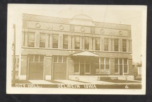 RPPC OELWEIN IOWA DOWNTOWN CITY HALL VINTAGE 1916 REAL PHOTO POSTCARD