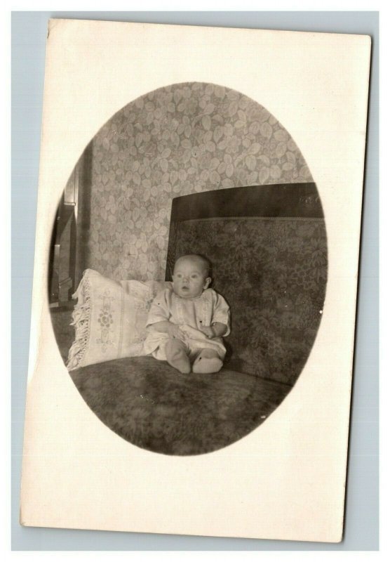 Vintage 1910's RPPC Postcard - Portrait of Cute German Baby Pre WW1