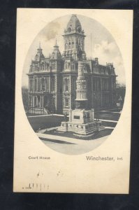 WINCHESTER INDIANA DOWNTOWN COUNTY COURT HOUSE VINTAGE POSTCARD