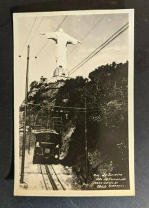 Mint Vintage Top of Corcovado Train Car Near Christ Rio De Janeiro Brazil RPPC