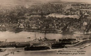 RPPC Photo German Imperial Navy WWI Aerial View Wilhelmshaven Base