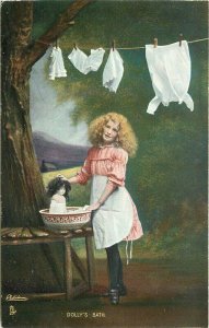 Artist Impression C-1910 Tuck Doll Toy Bath Postcard Photochrome 21-2838