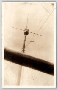 RPPC Sailors In Crows Nest Ships Mast Real Photo Postcard W28