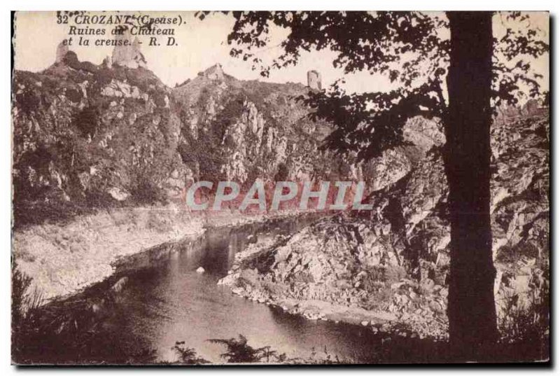 Old Postcard Crozant (Creuse) Ruins of Castle and Creuse