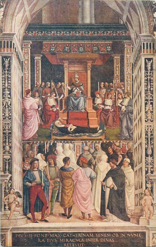 Enea Piccolomini as Pope Pius II by PINTURICCHIO Siena cathedral postcards lot 