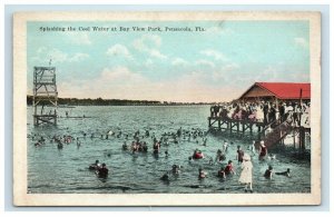 Bay View Park Pensacola FL Splashing the Cool Water Bathing Swimming Postcard