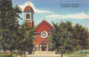 Owensboro Kentucky St Stephens Cathedral Street View Antique Postcard K61291