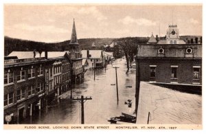 Vermont Montpelier Nov 4th 1927  Flood, , looking down State Street