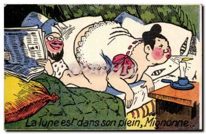 Humor - Illustration - The moon is in its full Mignonne - Old Postcard