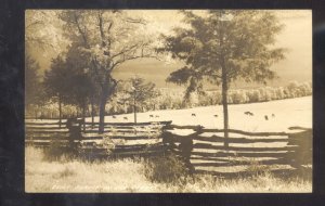 RPPC BRANSON MISSOURI RUSTIC FENCE FARM FIELD VINTAGE REAL PHOTO POSTCARDE
