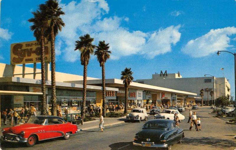 Lakewood California birds eye view business district vintage pc Z21230